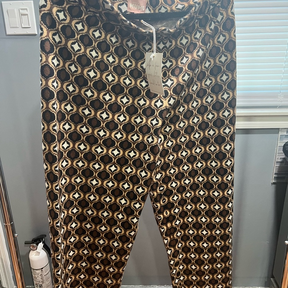 MUMU Geometric Brown Pants